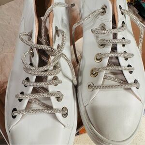 Brand new in box AGL White Sneakers with Sparkly Silver Laces Made in Italy 9.5